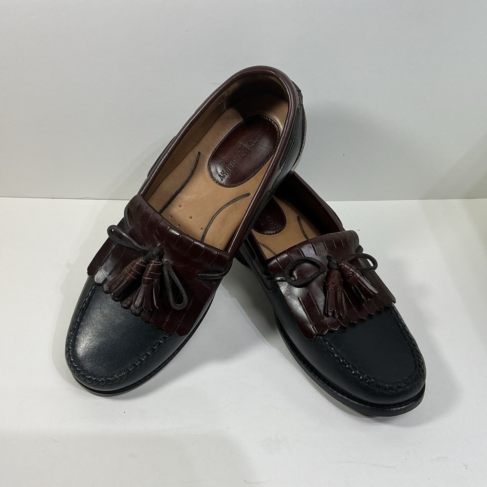 Johnston & Murphy Black Brown Leather Tassel Loafers Mens Sz 11 M Dress Shoes - Picture 8 of 9